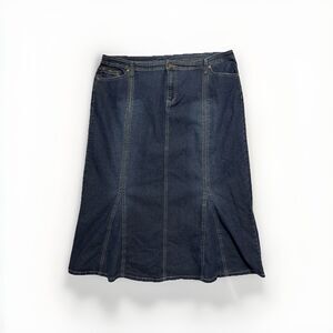 Cato Woman Plus Size Stretchy Blue Jean Denim Skirt Size 22W Long Modest